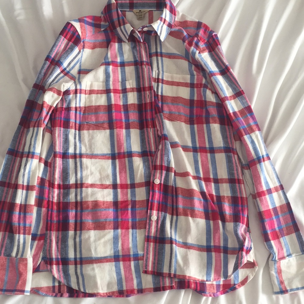 Blue and pink flannel shirt
